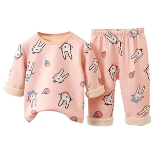Conjunto de ropa interior térmica para niños Otoño e Invierno Bebé Acolchado y grueso Ropa para el hogar Pijamas