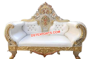 Chaise de mariage italienne pour le marié Ensemble de canapés de scène de mariage en bois abordable Ensemble de canapés de scène de mariage indien en argent - Product Image 5