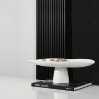 Décoration d'intérieur moderne, assiette à fruits secs en céramique en forme de feuille, longue corbeille décorative pour fruits, plateau de table pour chocolat