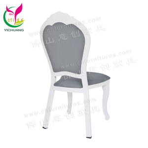 Antique Louis XV <strong>Chair</strong> for King White Wood-Looking <strong>Dining</strong> <strong>Chair</strong> <strong>Blue</strong> Tufted Velvet Aluminum Button for Outdoor Hotels Schools - Product Image 4