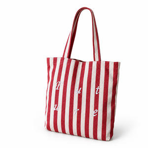 <span class=keywords><strong>Borsa</strong></span> Tote in Tela a Righe Rosse e Bianche con Ricamo '<span class=keywords><strong>Future</strong></span>', <span class=keywords><strong>Borsa</strong></span> a Tracolla per lo Shopping Quotidiano, Grande Capacità - Product Image 2