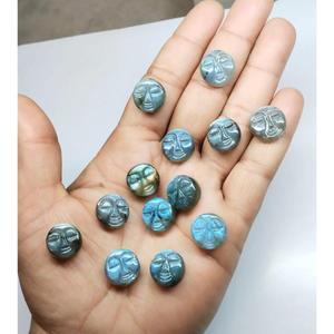 Labradorita natural con forma de cara de luna, gema con destello azul de 16x16 mm, labradorita suelta con forma de cara de luna, labradorita azul. - Product Image 6