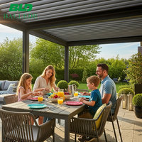 Pergola bioclimatique motorisée en aluminium avec lames orientables, résistante aux intempéries, pour jardin, terrasse, avec chauffage, finition thermolaquée