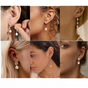 ZUOLA Fashion <strong>Jewelry</strong> 18K Gold Plated Chain Dangle Pearl Earrings 925 <strong>Silver</strong> Stud Pearl Earrings for Women - Product Image 3