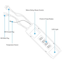 Contrôleur à capteur tactile pour miroir de salle de bain LED DC24V, 2 boutons avec affichage de l'heure et de la température, système de contrôle de l'éclairage