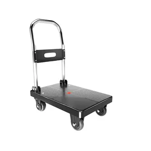 MILLMISS 150kg 72*48cm Black Plastic Foldable Platform Hand Truck Cart Platform Trolley For Delivery Goods