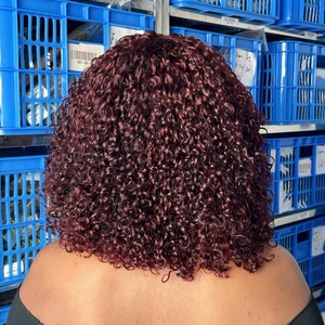 Perruque bouclée à franges en cheveux humains vierges doublement étirés, prix d'usine, vente chaude - Product Image 4