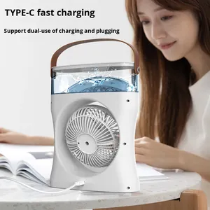 Portable Desktop Spray Fan USB Rechargeable Office Small Desktop Air Cooler Fan Air Conditioner With Handle Light Cooler Fan - Product Image 4