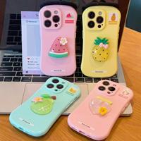 Perzik Watermeloen Ananas Fruit Design Cartoon Schattig Dameshoesje voor iPhone 17 16 15 14 13 12 11 Pro Max Plus 3D Jelly Covers