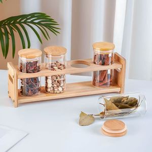 Yolowe Nhà 360Ml Lọ Thủy Tinh Với Nắp Tre Thiết Kế Hiện Đại Thực Phẩm Container Cho Nhà Bếp Mì Ống <span class=keywords><strong>Cookie</strong></span> Tùy Chỉnh Cho Đảng Sử Dụng - Product Image 4