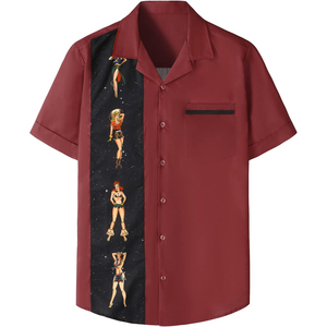 Classic <strong>Vintage</strong> Printed Sublimation <strong>Shirt</strong> Casual Polo <strong>Bowling</strong> <strong>Shirt</strong> Short Sleeve T-<strong>shirt</strong> Striped Regular Fit <strong>Shirts</strong> for Men's - Product Image 1