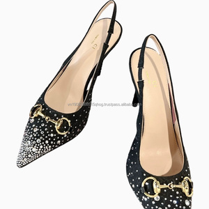 Zapatos de Tacón Alto con Pedrería para Mujer, Diseño de Marca Famosa, Tacones de Aguja Puntiagudos para Fiesta, Boda, Novia - Product Image 2