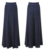 Ensemble 2 pièces tricoté uni pour femme : Cardigan à col rond et manches trois quarts en tissu Lustrin, et jupe longue sirène