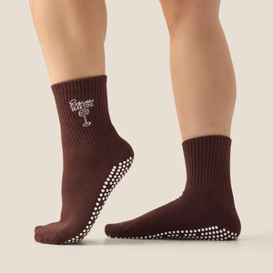 Wholesale <b>Custom</b> Logo Embroidered <b>Grip</b> <b>Socks</b> – Private Label Non-Slip Yoga <b>Socks</b> for Boutique Brands - Product Image 1