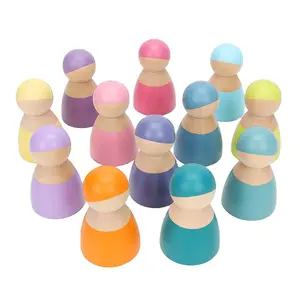 12 Pastel Blocks Set Montessori New Arrival Hot Sale Wooden Baby Kids Toy