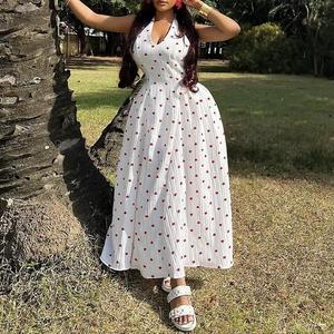 Nuevo Vestido Largo Halter con Estampado de Corazones Pequeños, Espalda Descubierta, para Salir de Noche o Uso Diario, Moda de Verano - Product Image 1