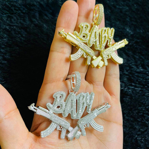 Collar con Colgante <span class=keywords><strong>de</strong></span> Pistola <span class=keywords><strong>de</strong></span> Juguete con Letras Brillantes, Chapado en <span class=keywords><strong>Oro</strong></span> y Plata, <span class=keywords><strong>Cadena</strong></span> <span class=keywords><strong>de</strong></span> Tenis <span class=keywords><strong>de</strong></span> 5 mm, Amuleto AK47 para Hombres y Mujeres, Joyería Hip Hop - Product Image 1