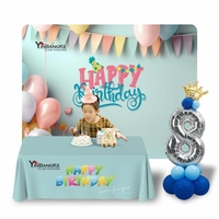 Nappe d'usine personnalisée pour la publicité d'entreprise pour la couverture de table d'anniversaire de mariage avec tente ou toile de fond ou bannière pop-up