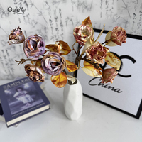 Parasol en gros d'usine, fleur artificielle de haute qualité pour la décoration intérieure QYYN-1175, petite rose à 4 têtes