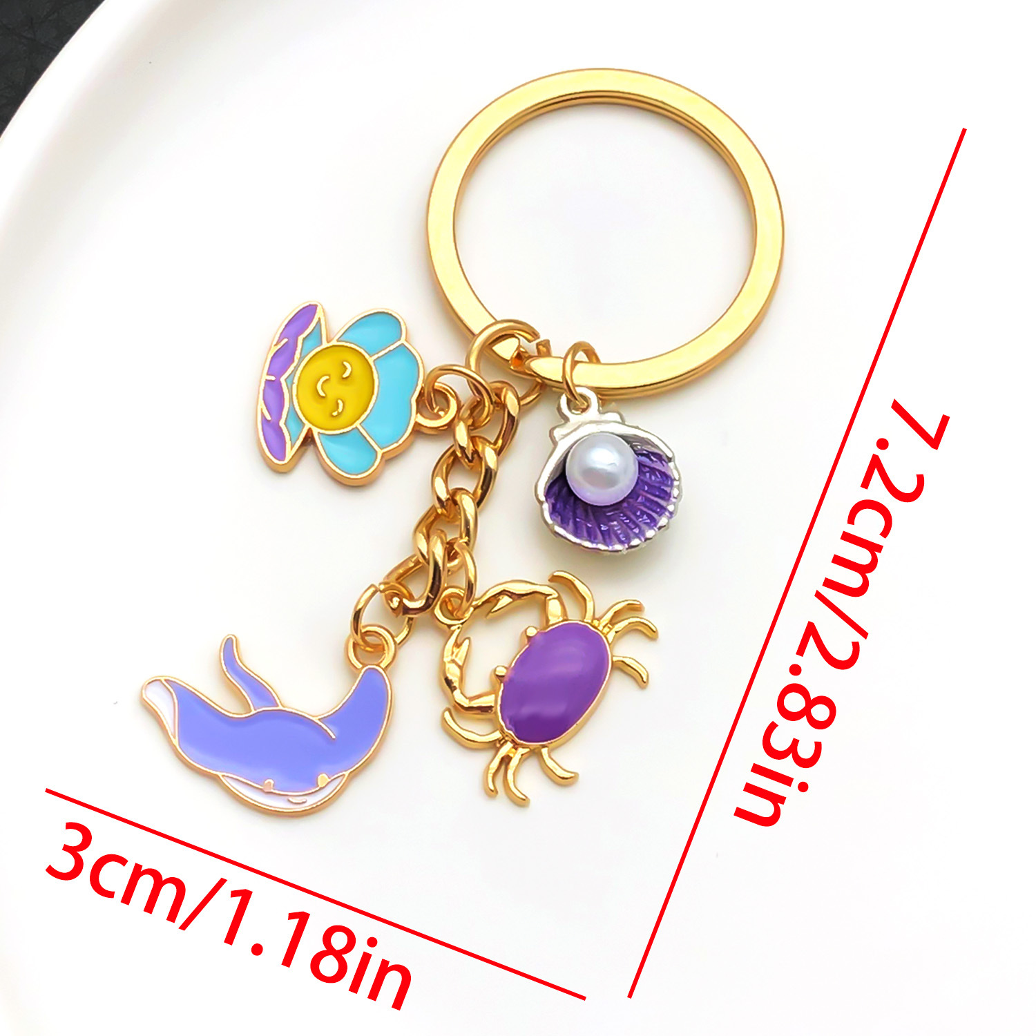 LS555-Purple Devil Fish Crab Keychain -10.7g