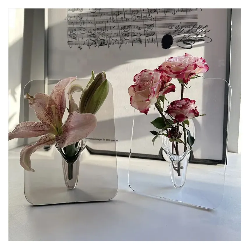 Floreros plastica trasparente acrilico cornice per fiori vaso floreale piccolo mini cornice in acrilico vaso cornice per foto vaso per la decorazione domestica