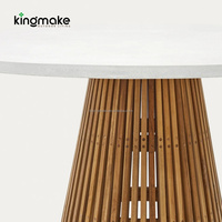 Table basse de luxe en béton poli pour la détente en extérieur, ensemble de table à manger en teck pour usage commercial et vente en gros