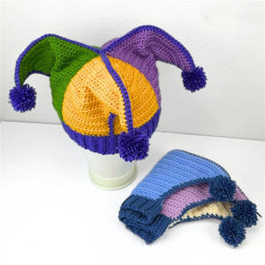 SZ1450 moda 2025 colorido sombrero <span class=keywords><strong>de</strong></span> elfo <span class=keywords><strong>de</strong></span> punto novedad <span class=keywords><strong>barato</strong></span> 3 puntos bufón sombrero hecho a mano ganchillo <span class=keywords><strong>bruja</strong></span> fiesta sombreros - Product Image 6