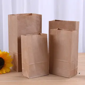 ZJPACK Custom Fast Food Brown Kraft Paper Bag No Handle For Food Takeaway With Custom Printing