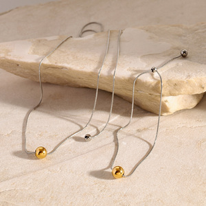 Thép không gỉ hình học hai giai điệu vàng và bạc mạ xỉn màu miễn phí Bóng Mặt Dây chuyền vòng cổ vòng đeo tay thiết lập đồ trang sức cho phụ nữ - Product Image 6