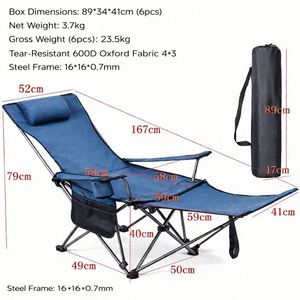 Chaise longue pliante en métal ultra-légère et portable pour une utilisation en extérieur, jardin, camping, pêche, repos à la maison et plage - Product Image 2