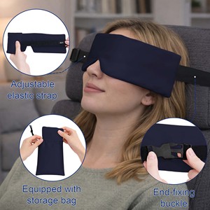 Masque oculaire lesté en flanelle tricotée douce 100% occultante avec sangle élastique réglable pour un sommeil profond et confortable, couleur et logo personnalisables - Product Image 3