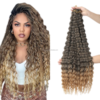Rambut Crochet Deep Water Wave Twist 30 Inci Panjang 120g Ekstensi Rambut Kepang Twist Wig Keriting Kinky Serat Sintetis