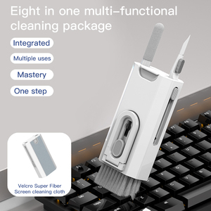 Teclado 8 en 1 de tendencia 2023, auriculares para pantalla de teléfono móvil, cubo, bolígrafo de fibra, cepillo, kit de limpieza, herramienta con soporte para teléfono - Product Image 2