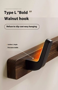 Crochet en <span class=keywords><strong>bois</strong></span> de noyer de haute qualité porte-manteau de couloir crochets solides non perforés pour hôtels et salons - Product Image 6
