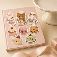 Autocollants découpés en forme d'animaux pour journal - Pack d'autocollants décoratifs personnalisés sur le thème des desserts Kawaii