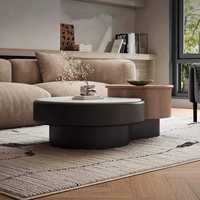 Ensemble de table basse avec plateau en faux marbre, hauteur réglable, montage facile, léger, décoratif, meubles de salon, convertible