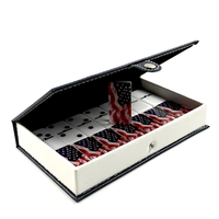Jeu de dominos drapeau américain, collection Double Nine, 11x18cm, boîte de rangement en cuir PU rigide, souvenir patriotique, décoration de bureau, vente en gros