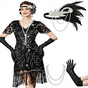 Robes de soirée Charleston des années 20, Robes Great <span class=keywords><strong>Gatsby</strong></span> pour femmes, Costumes des années 20, Accessoires des années 20 pour les soirées Harlem, Lavable à la main - Product Image 3