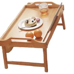 Diyue 대나무 접이식 아침 식사 테이블 침대 트레이 Ipad 슬롯 홀더 사용자 정의 Bambum 휴대용 노트북 테이블 접이식 다리