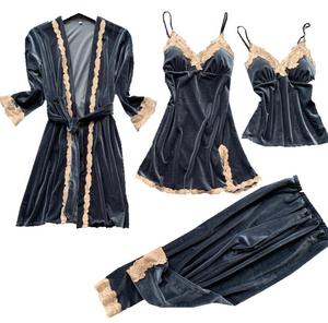 Vendita calda 4 pz Set <span class=keywords><strong>pigiama</strong></span> <span class=keywords><strong>invernale</strong></span> in velluto comodo e morbido <span class=keywords><strong>pigiama</strong></span> da donna - Product Image 1
