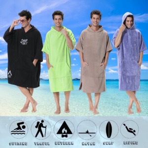 Poncho de surf à <span class=keywords><strong>capuche</strong></span> pour adultes, robe de change pour piscine, poncho de plage, <span class=keywords><strong>serviette</strong></span> de surf - Product Image 3
