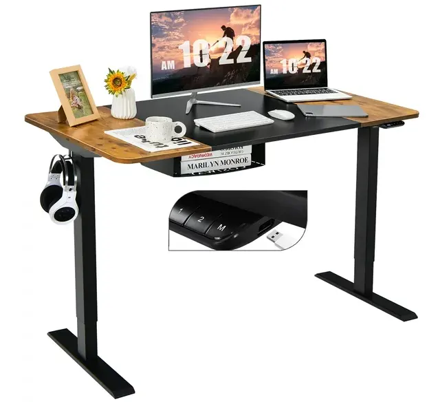 Mesa extensible eléctrica de un solo Motor para ordenador portátil, patas ajustables para escritorio en casa y oficina