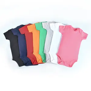 Factory Unisex Cotton Organic Plain Solid Color Soft Short Sleeve Baby Romper Baby Clothes