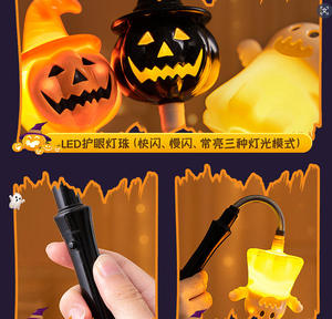 Lanterne à manivelle lumineuse en forme de citrouille d'Halloween, décoration, cadeau pour enfants, souvenir de fête, accessoire de bar et de scène, jouet en plastique - Product Image 4