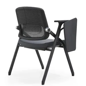 トレーニング会議室用のライティングパッド折りたたみ式多目的メッシュ教育チェアを備えた新しいスタイルの人間工学に基づいた教室の椅子