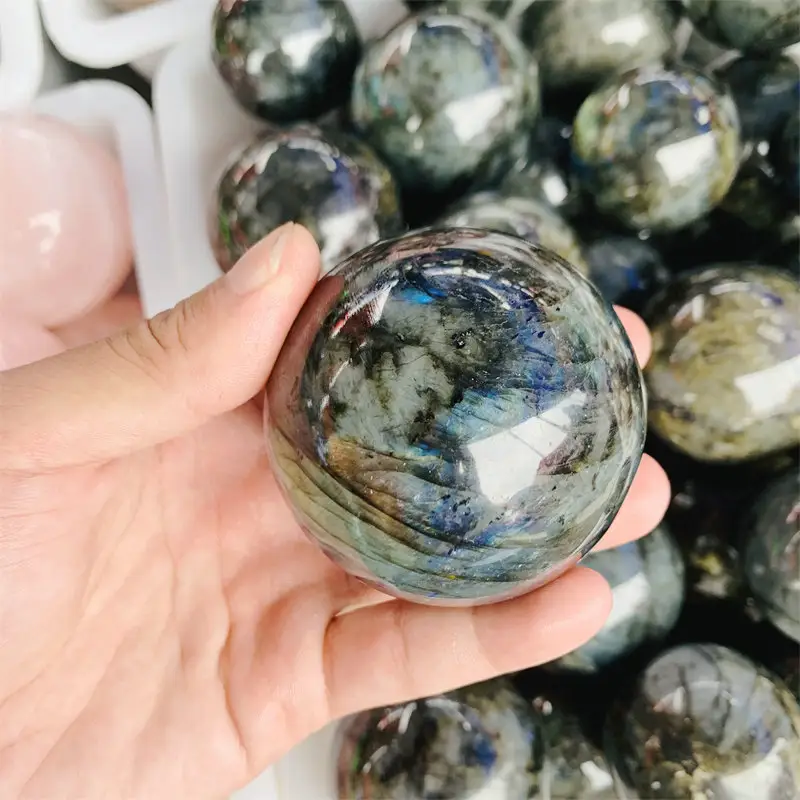 Artigianato di cristallo all'ingrosso pietre di Labradorite naturale sfera di cristallo di quarzo per la decorazione domestica