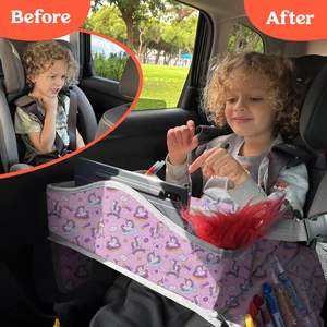 Muestra gratis Bandeja ajustable para niños Cubierta de mesa con múltiples bolsillos portátiles Esenciales de viaje de avión para niños pequeños Bandeja de viaje - Product Image 2