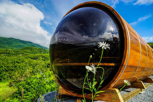 Panorama fenster Western Cedar Barrel Sauna 6 Personen mit Holzofen - Product Image 5