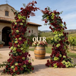 Fleurs artificielles en plumes roses et noires pour décorations murales de mariage de luxe, fournitures en gros pour fêtes et mariages - Product Image 1