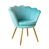 Fauteuils en velours vert paon avec accent pétale de fleur mobilier de salle à manger et de salon pour chambre à coucher